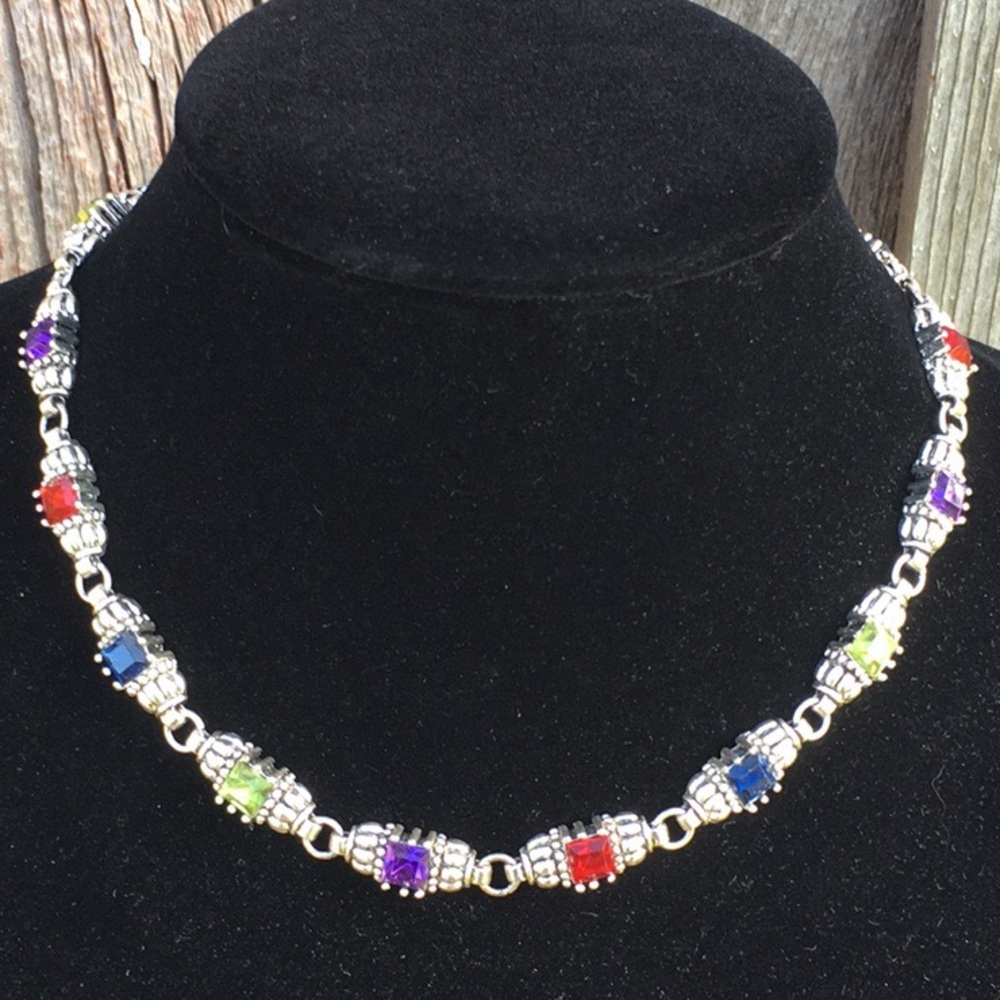 Silver and Gem Necklace